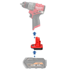 Charger l&#39;image dans la galerie, Adaptateur de batterie AEG 18V vers Milwaukee 12V
