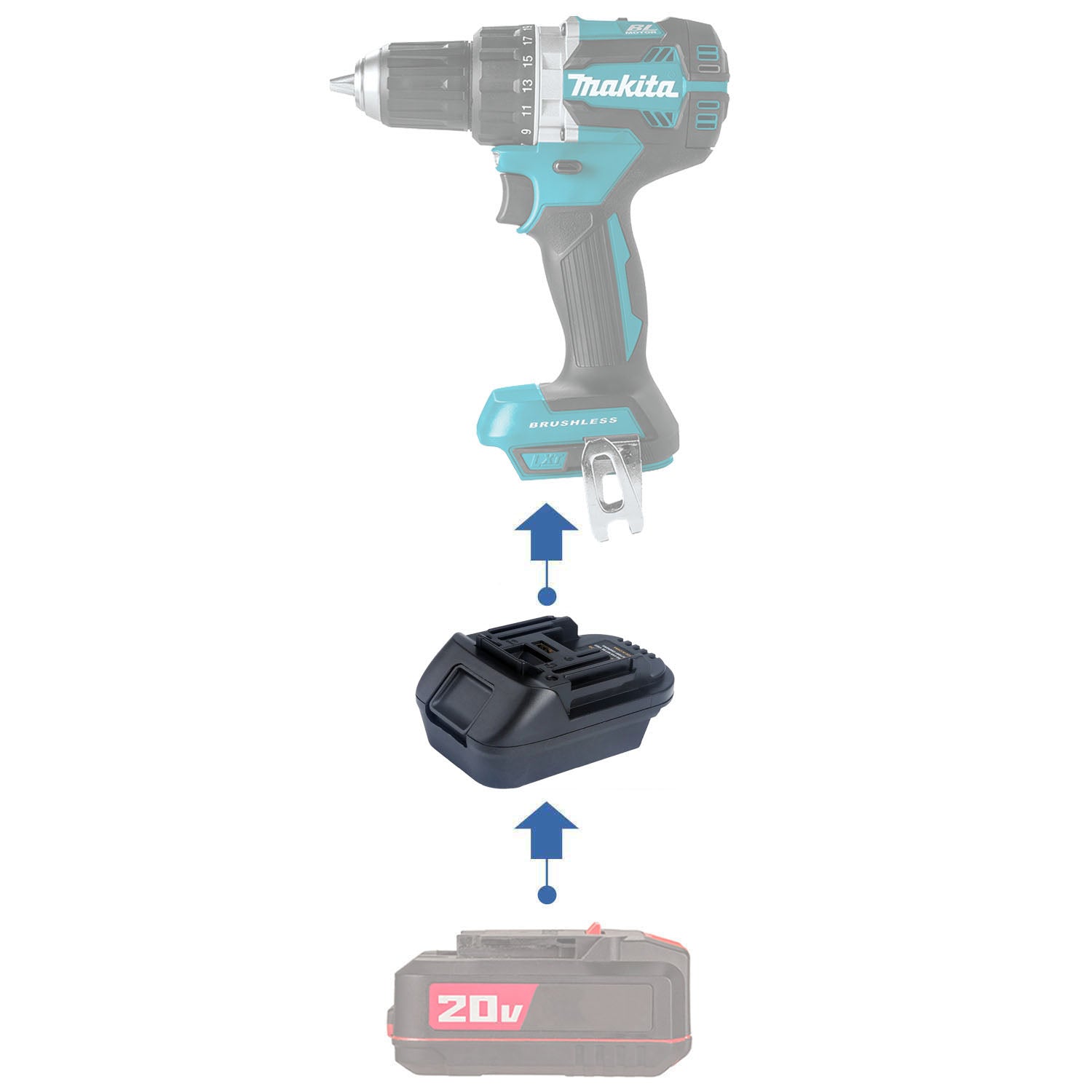 Bauer 20V to Makita 18V Battery Adapter