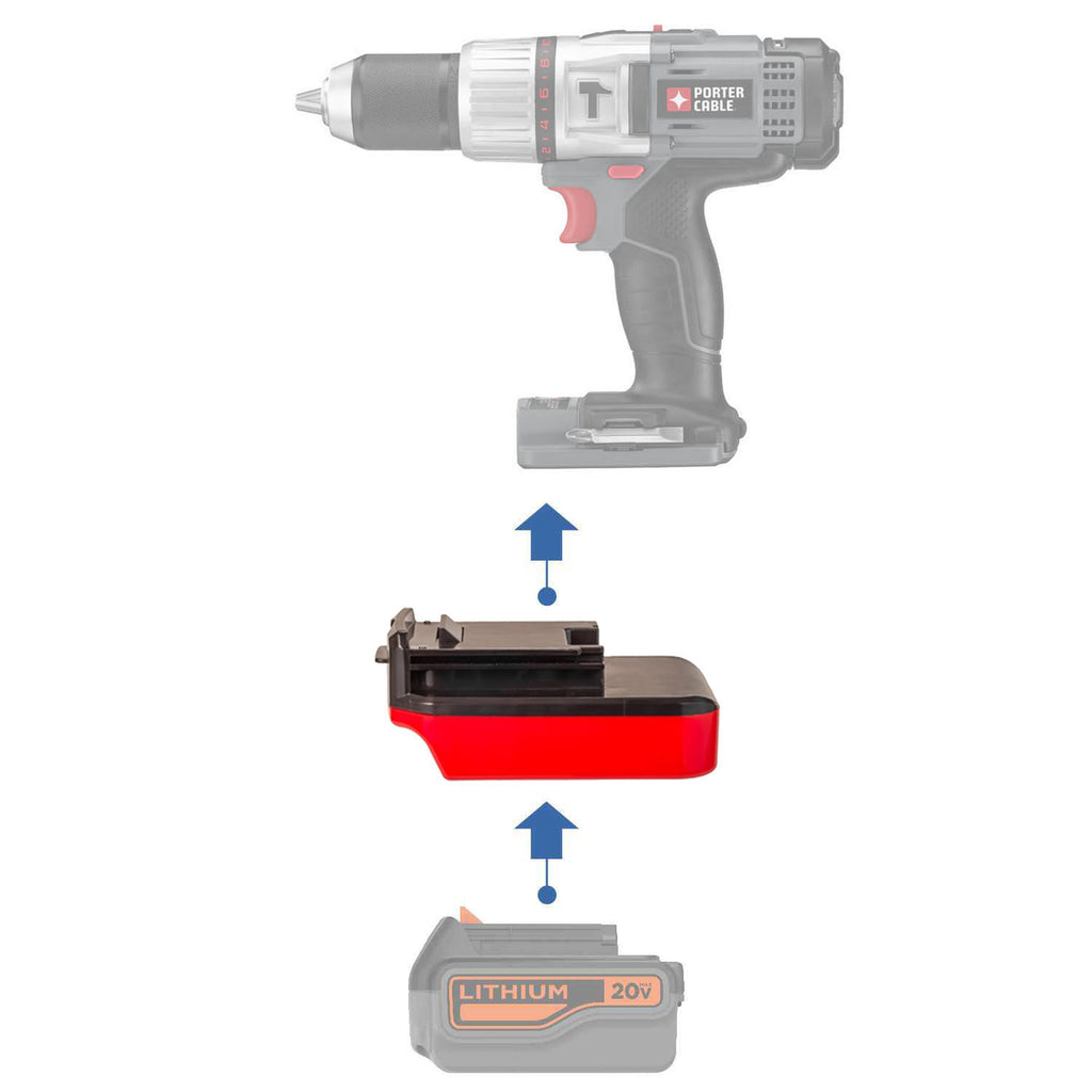 Adaptateur de batterie Black and Decker 20V vers Porter Cable 18V