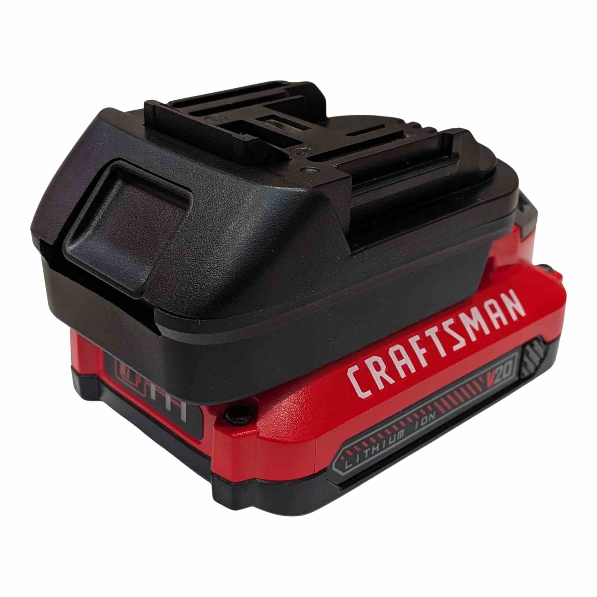 Craftsman 20V to Makita 18V LXT battery adapter - fitted to the Craftsman 20V battery, Makita tool-side connection