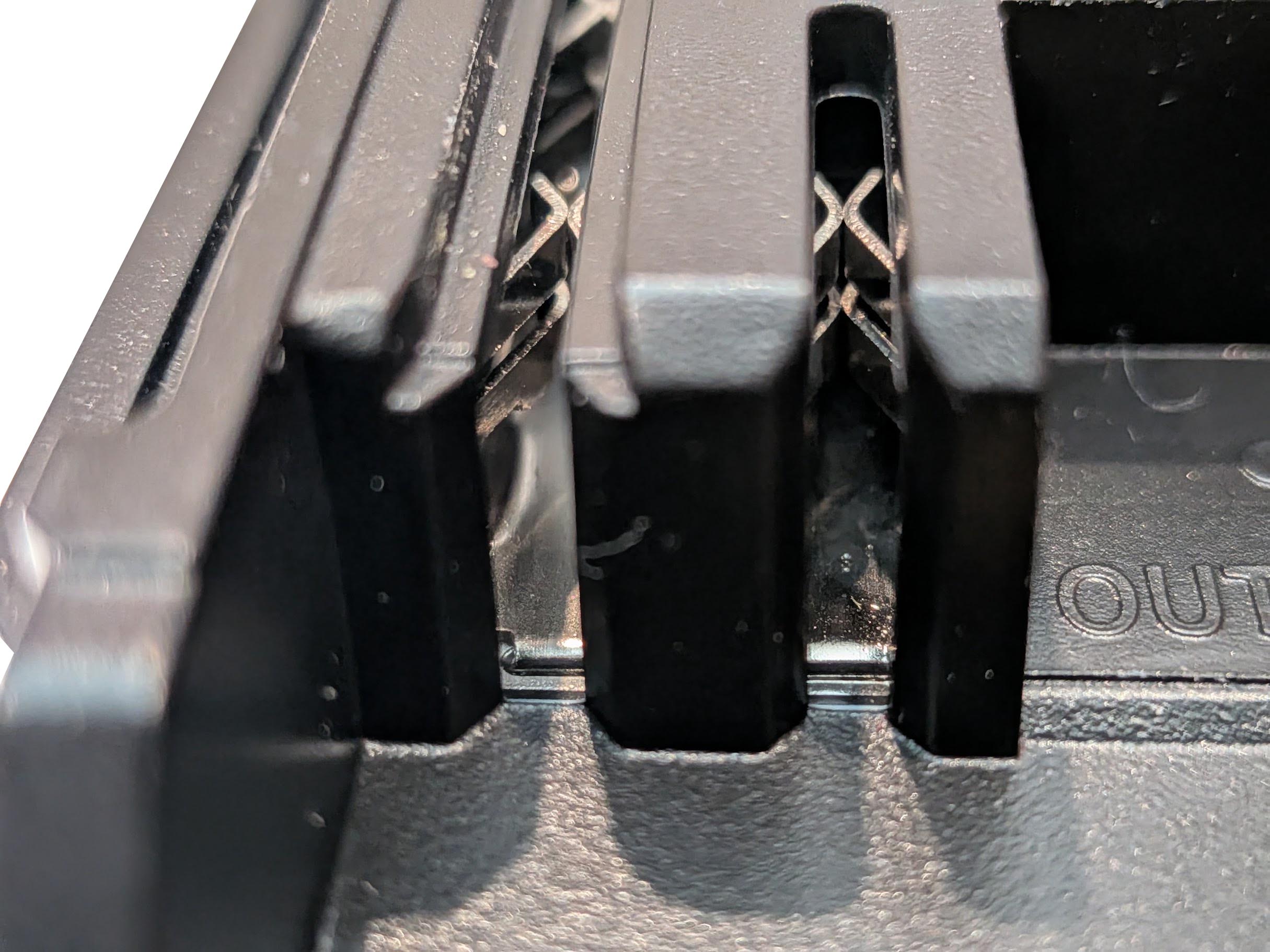 Craftsman 20V to Makita 18V LXT battery adapter - close-up of the Makita tool-side terminal slots