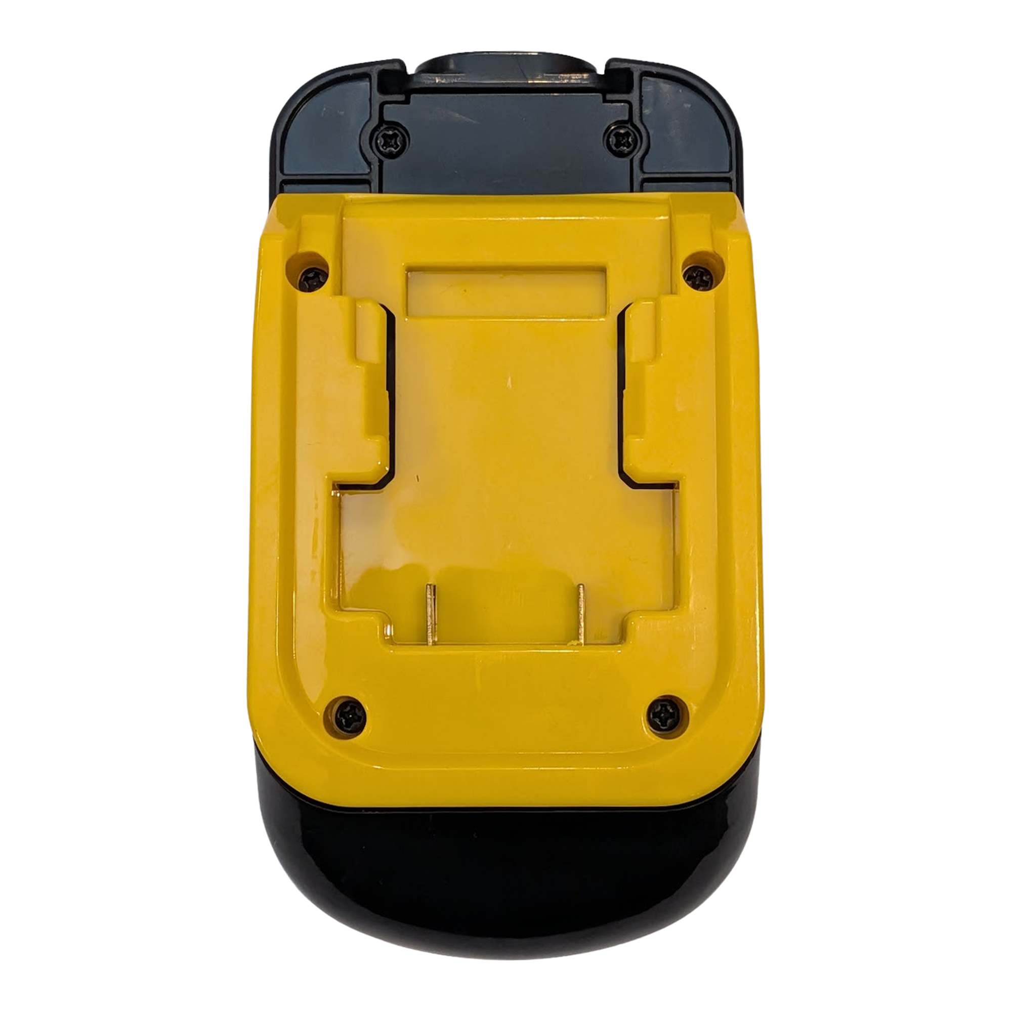 DeWalt 20V MAX to Black and Decker 18V Ni-Cd battery adapter - battery-side connection with twin copper blades, four screws