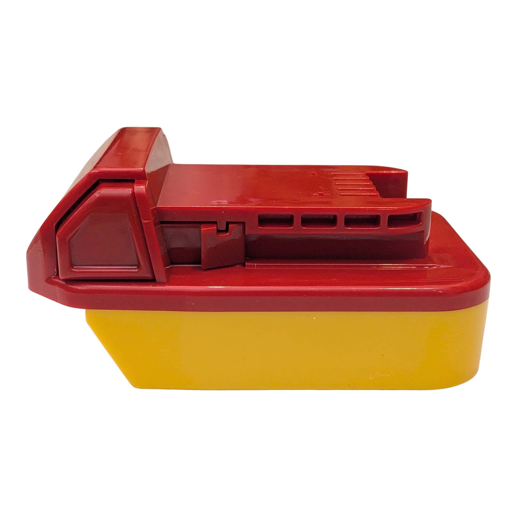 DeWalt 20V MAX to Milwaukee M18 battery adapter - side view from the opposite side