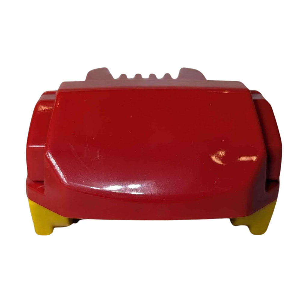DeWalt 20V MAX to Milwaukee M18 battery adapter - end view of the closed end above the yellow base