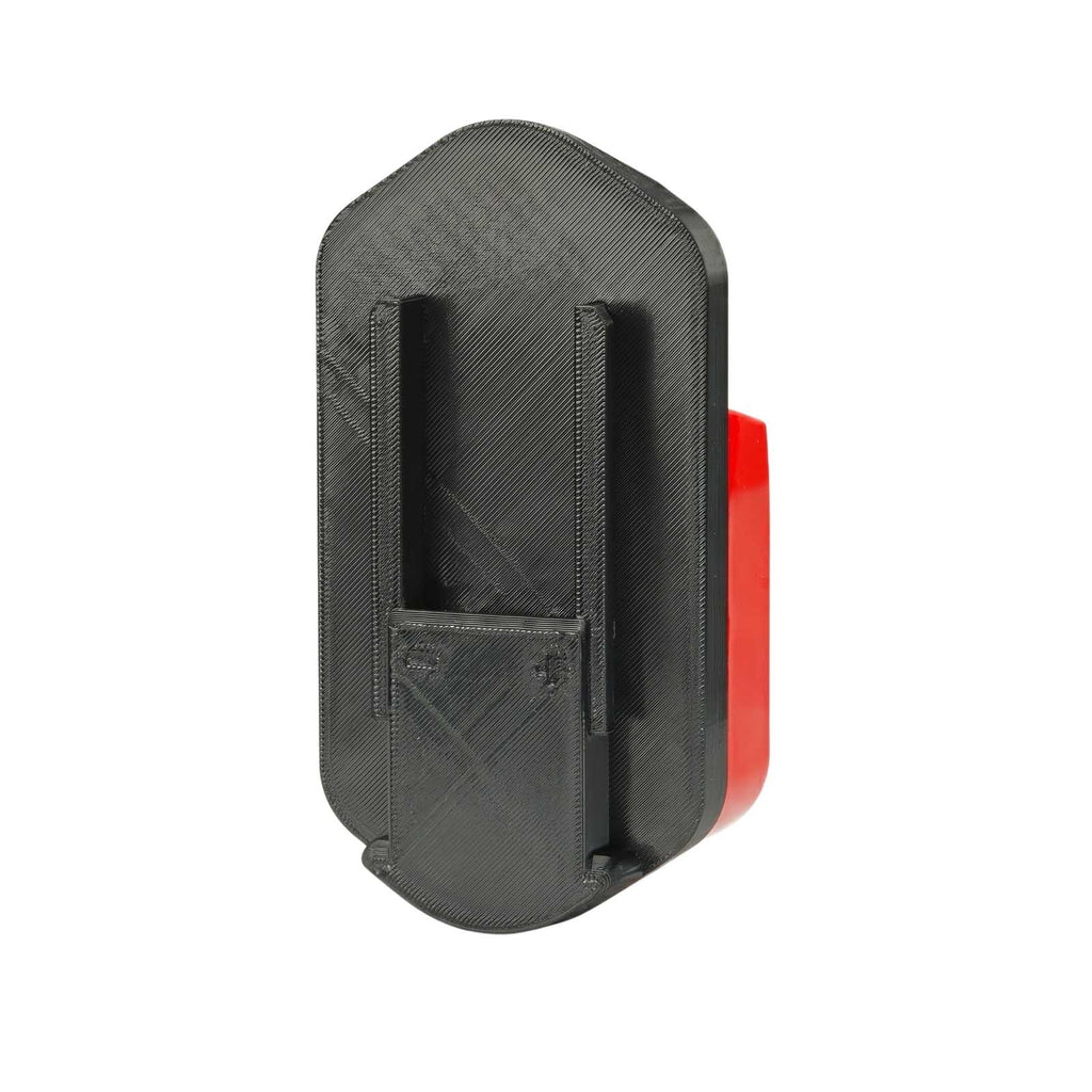 Milwaukee M18 to Porter Cable 19.2V Ni-Cd battery adapter - tool-side connection with twin rails and polarity marks