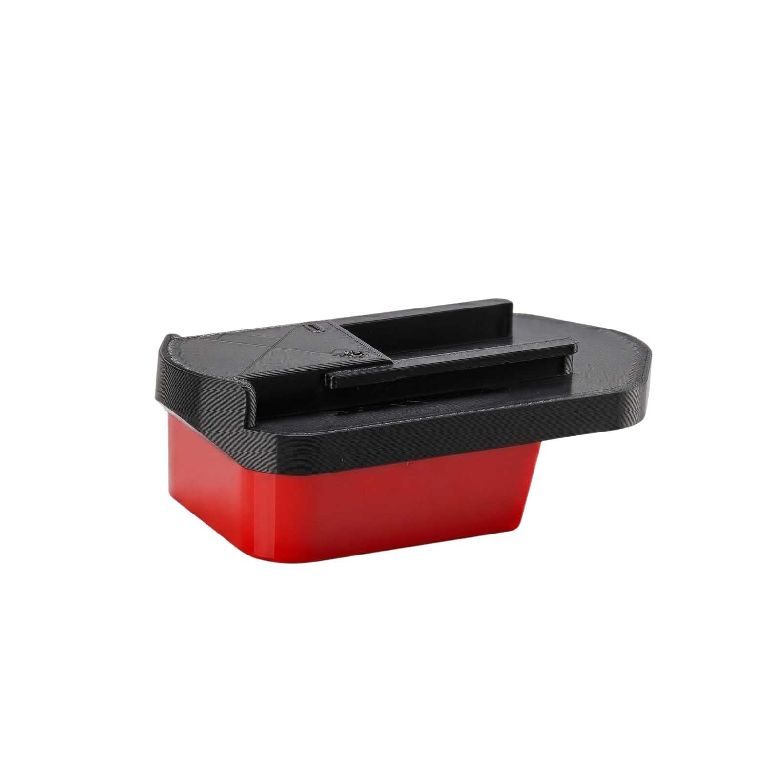Milwaukee M18 to Porter Cable 19.2V Ni-Cd battery adapter - tool-side connection with twin rails, moulded polarity marks