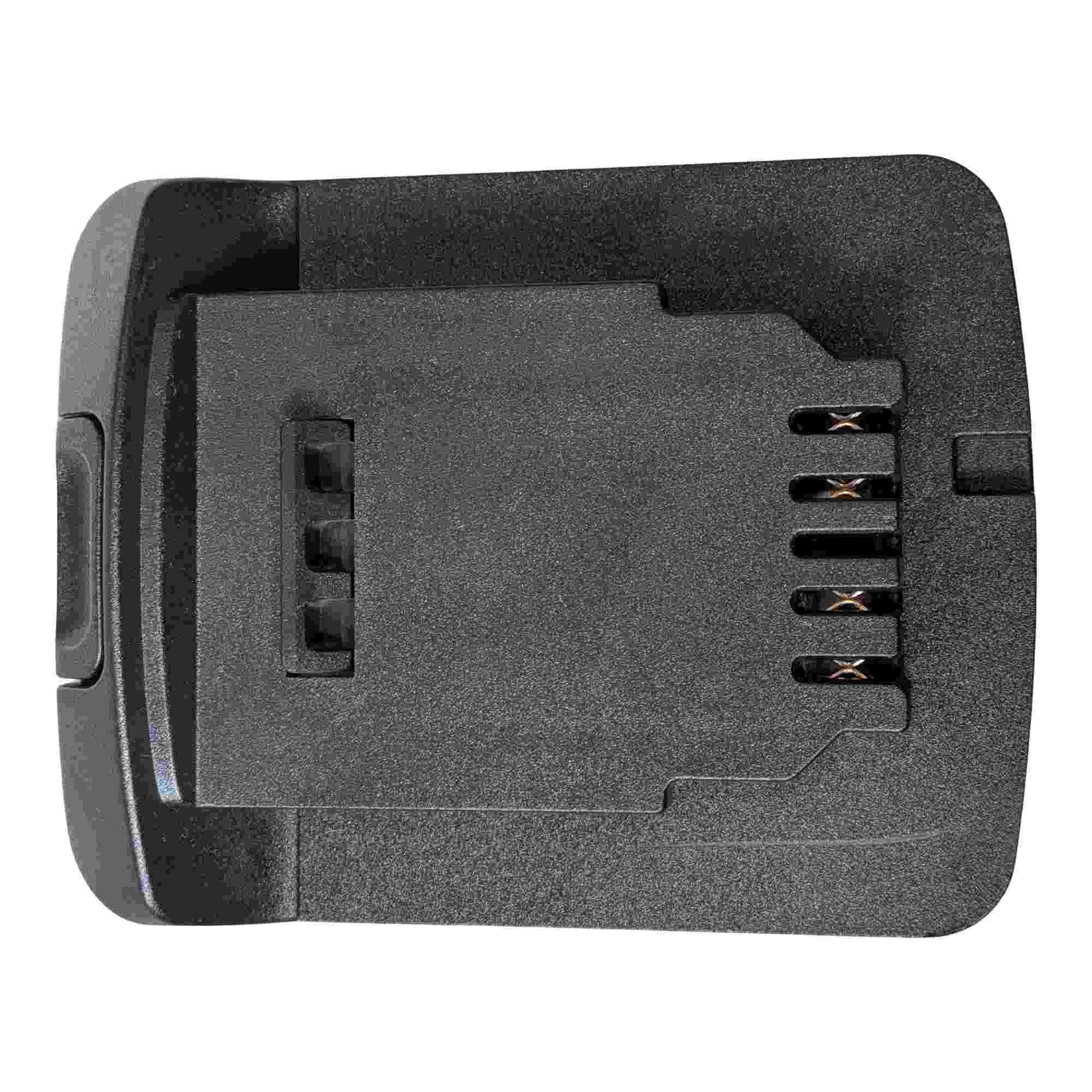 Parkside X20V to DeWalt 20V MAX battery adapter - DeWalt tool-side connection, plan view with the rail