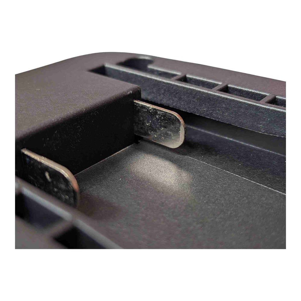 Parkside X20V to Einhell 18V PXC battery adapter - close-up of the twin blade terminals on the battery-side connection