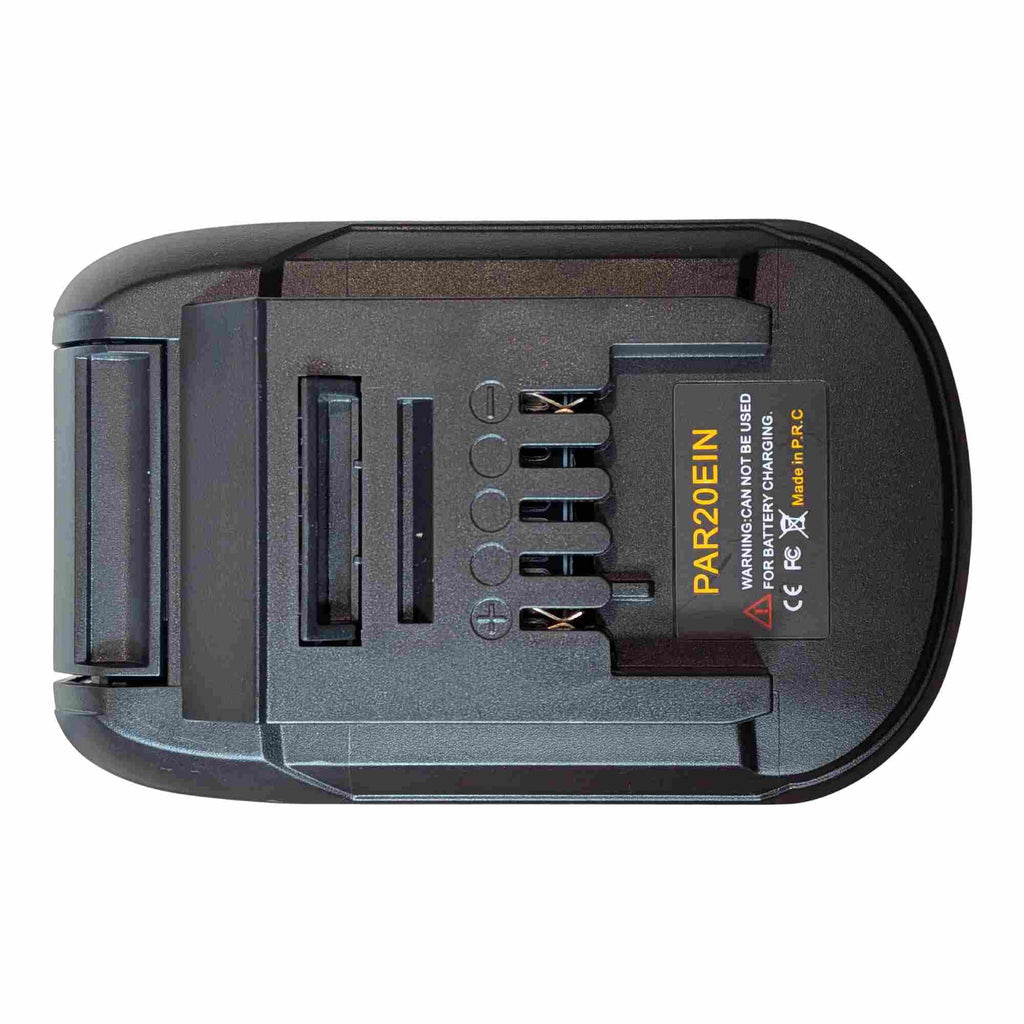 Parkside X20V to Einhell 18V PXC battery adapter - Einhell tool-side connection with five copper spring-clip terminals