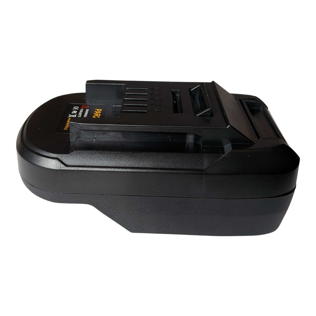 Parkside X20V to Einhell 18V PXC battery adapter - Einhell tool-side connection, side view from the opposite side
