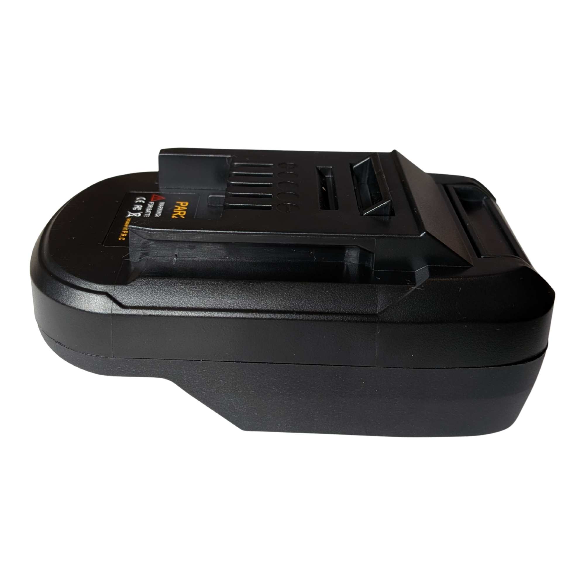 Parkside X20V to Einhell 18V PXC battery adapter - Einhell tool-side connection, side view from the opposite side