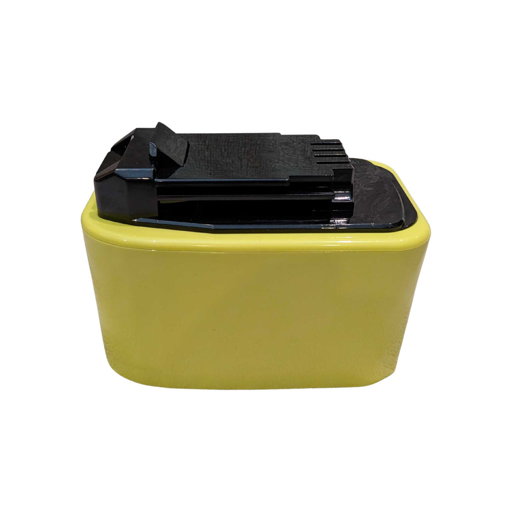 Ryobi 18V ONE+ to Black and Decker 20V battery adapter - side view showing the tool-side connection and stepped terminal comb
