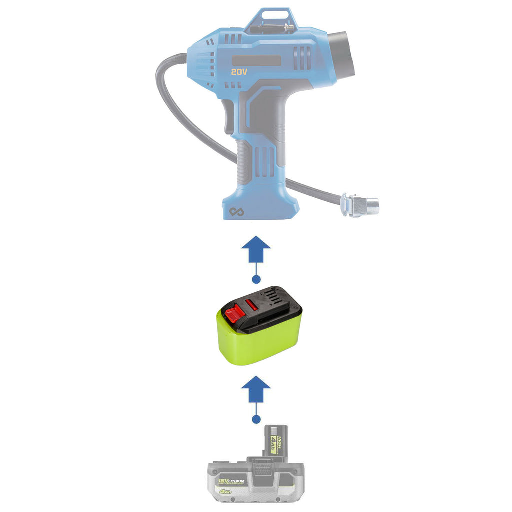 Adaptateur de batterie Ryobi 18V vers Mastercraft 20V (Bleu)