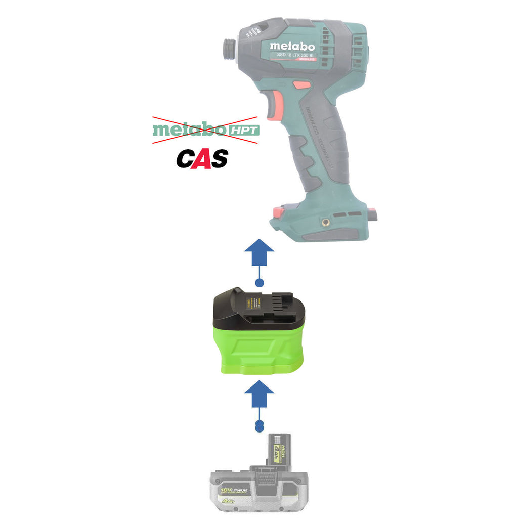 Ryobi 18V vers Metabo 18V CAS Adaptateur de batterie