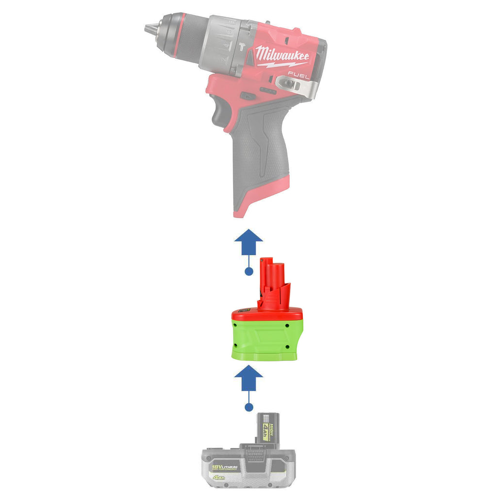Adaptateur de batterie Ryobi 18V vers Milwaukee 12V