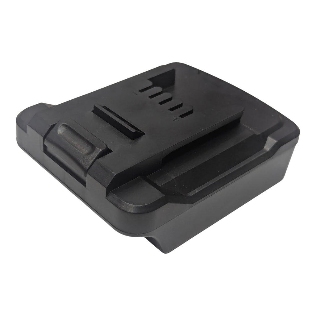 Black and Decker 20V to Einhell 18V PXC battery adapter - Einhell tool-side connection, angled top view