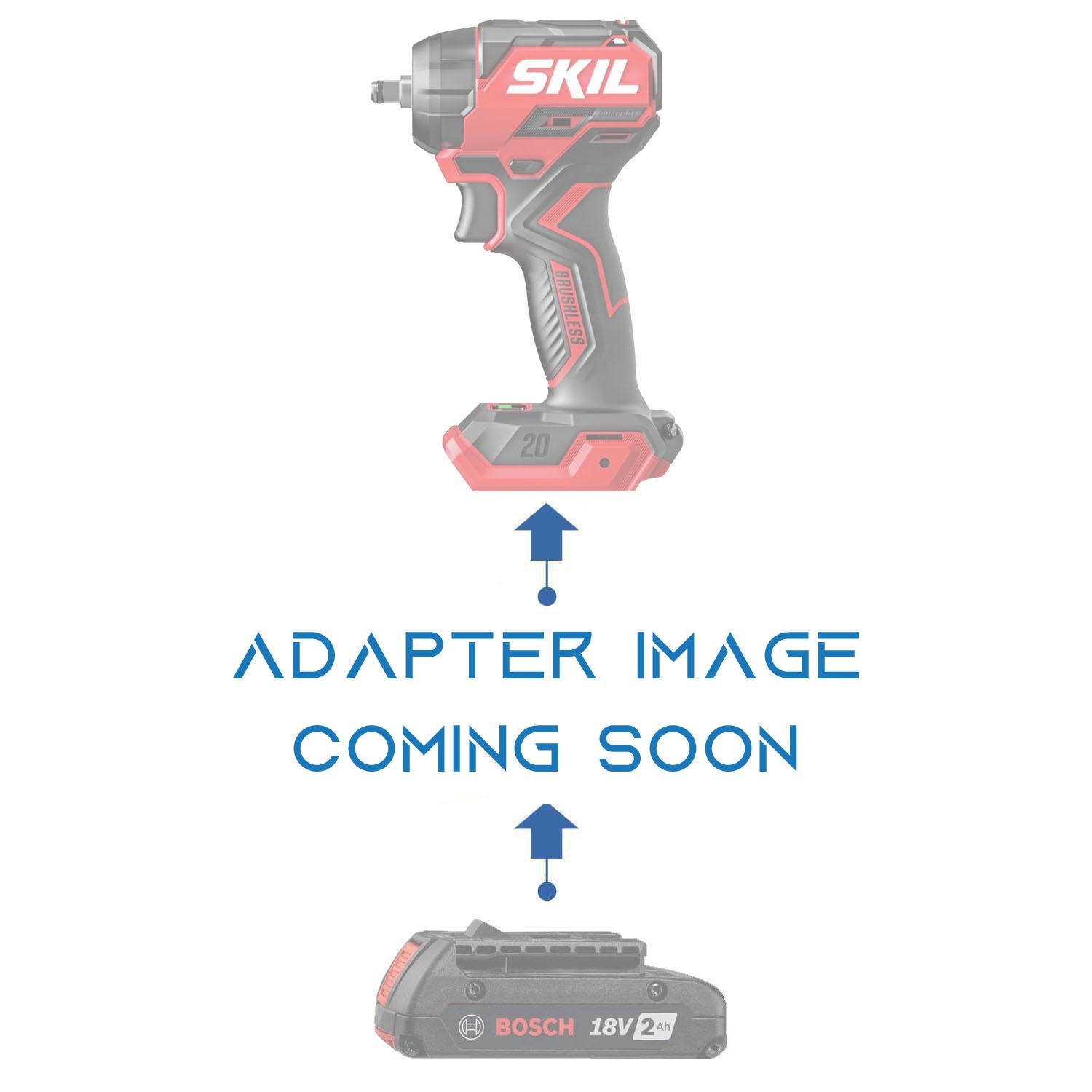 Bosch 18V GBA (Blue) to SKIL 20V PWR CORE battery adapter - placeholder reading adapter image coming soon