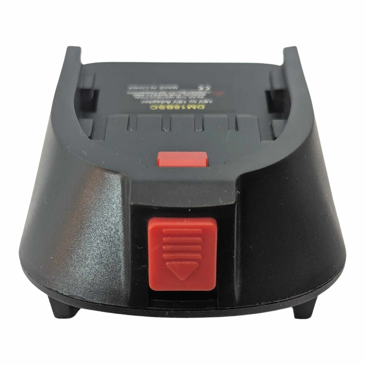 DeWalt 20V MAX to Flymo 18V P4A battery adapter - release button