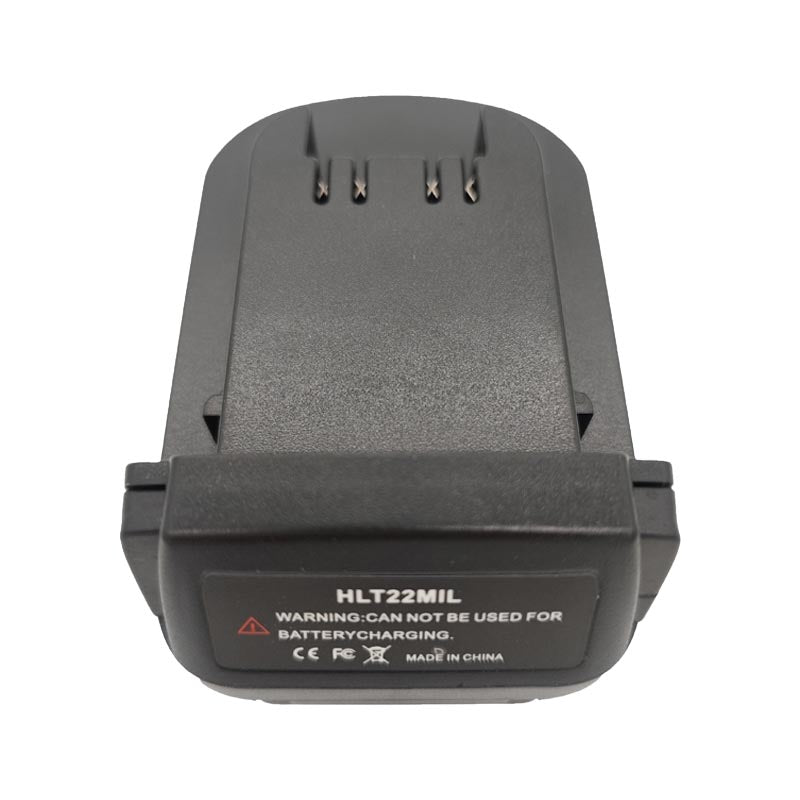 Hilti 22V to Milwaukee M18 battery adapter - battery-side connection, four spring contacts and two latch notches