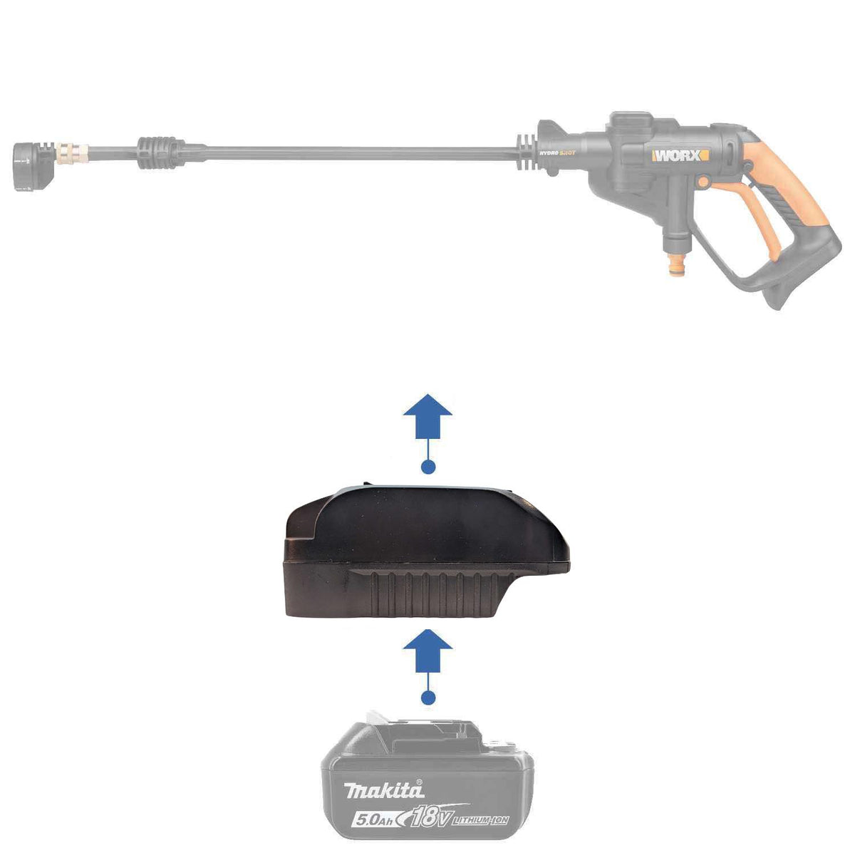 Makita 18V LXT vers WORX 20V PowerShare (Orange) Adaptateur de batterie