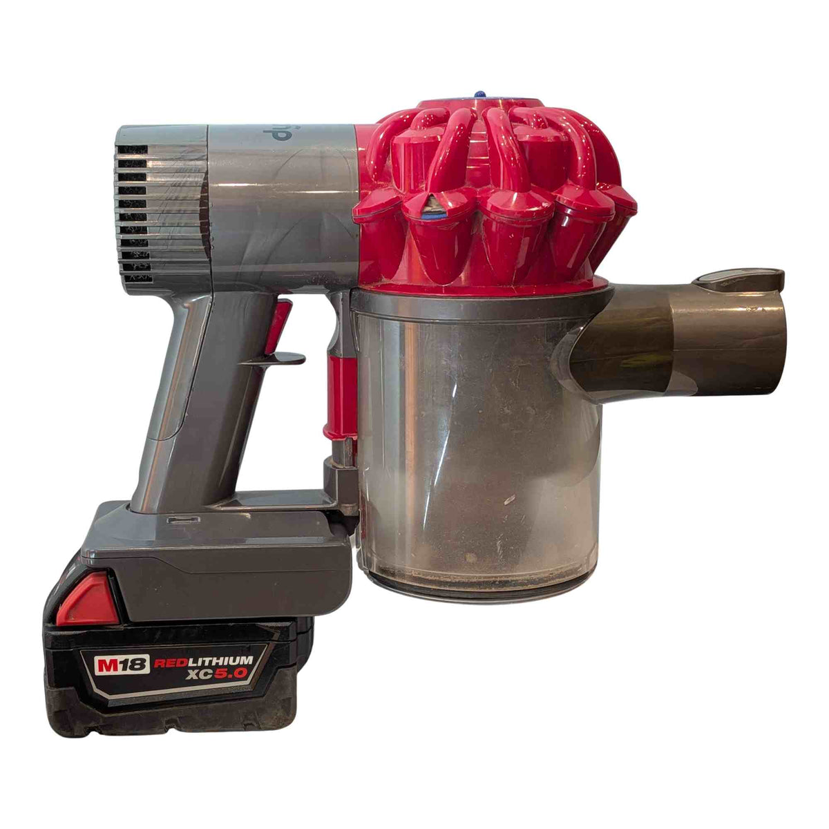 Milwaukee M18 to Dyson V6 battery adapter: Fitted, Right Side