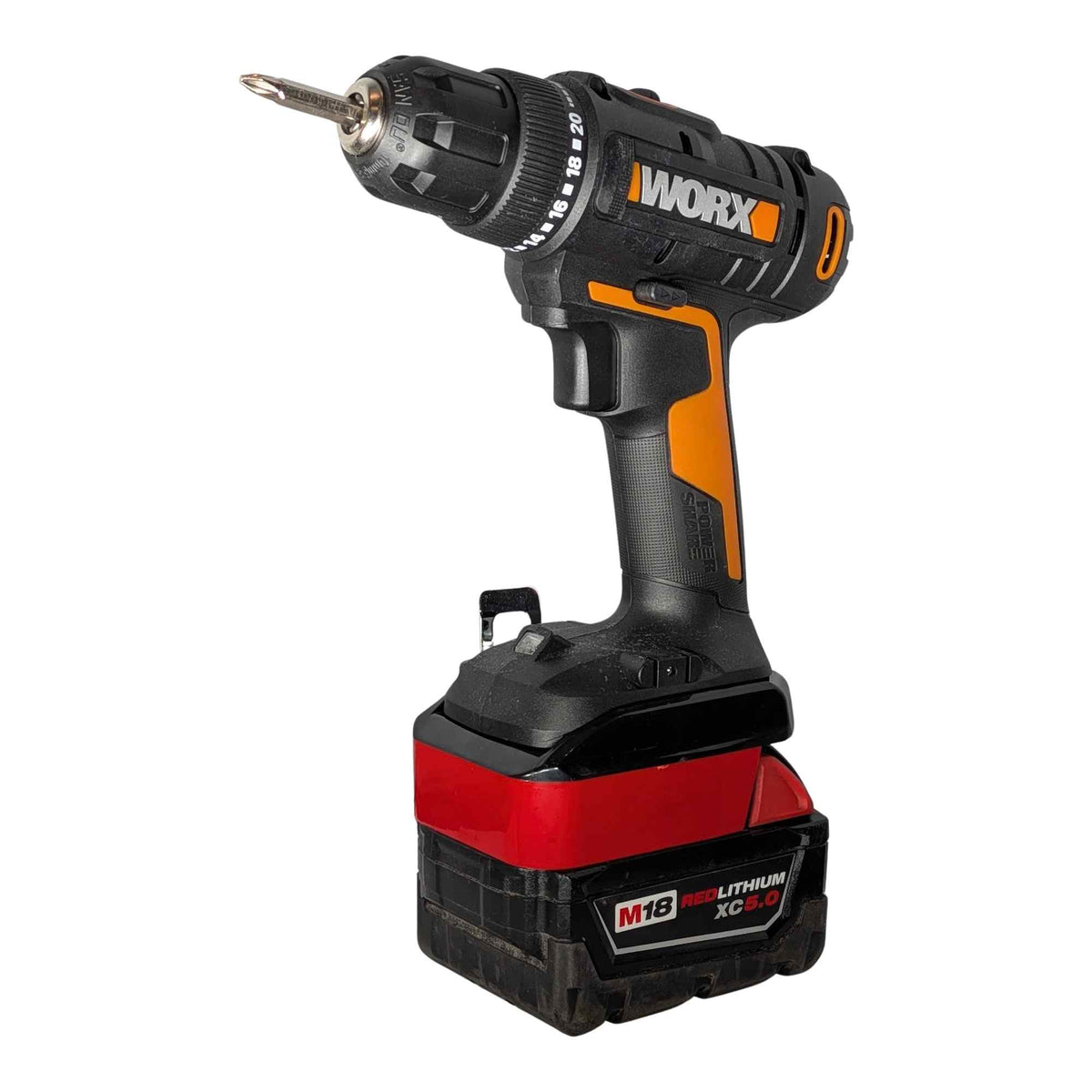 Milwaukee M18 vers WORX 20V PowerShare (Orange) Adaptateur de batterie
