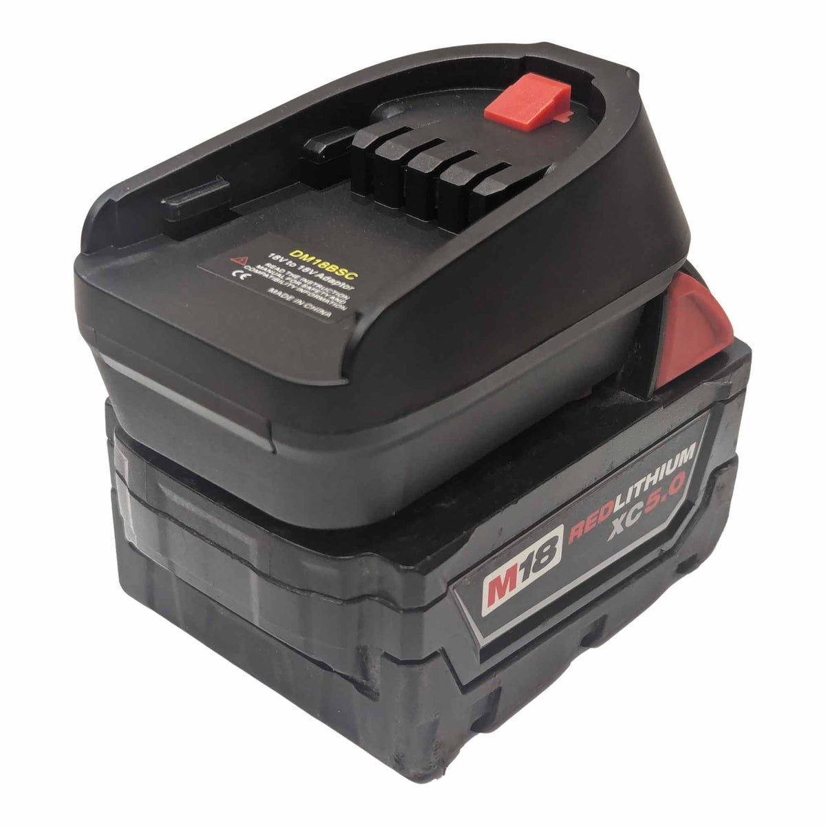 Milwaukee M18 to Flymo 18V P4A battery adapter - battery connection