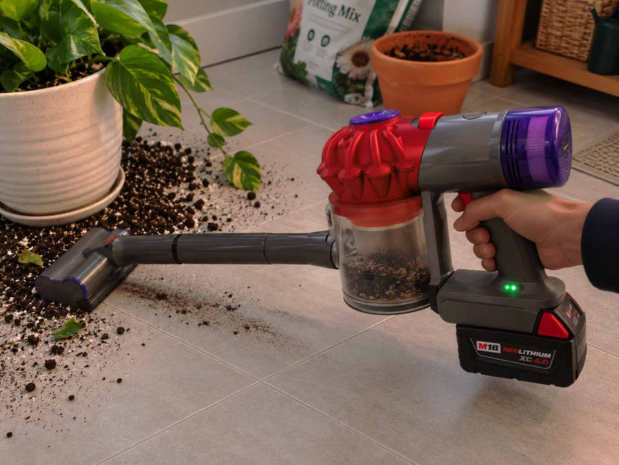 Milwaukee M18 to Dyson V7 battery adapter: In the hand