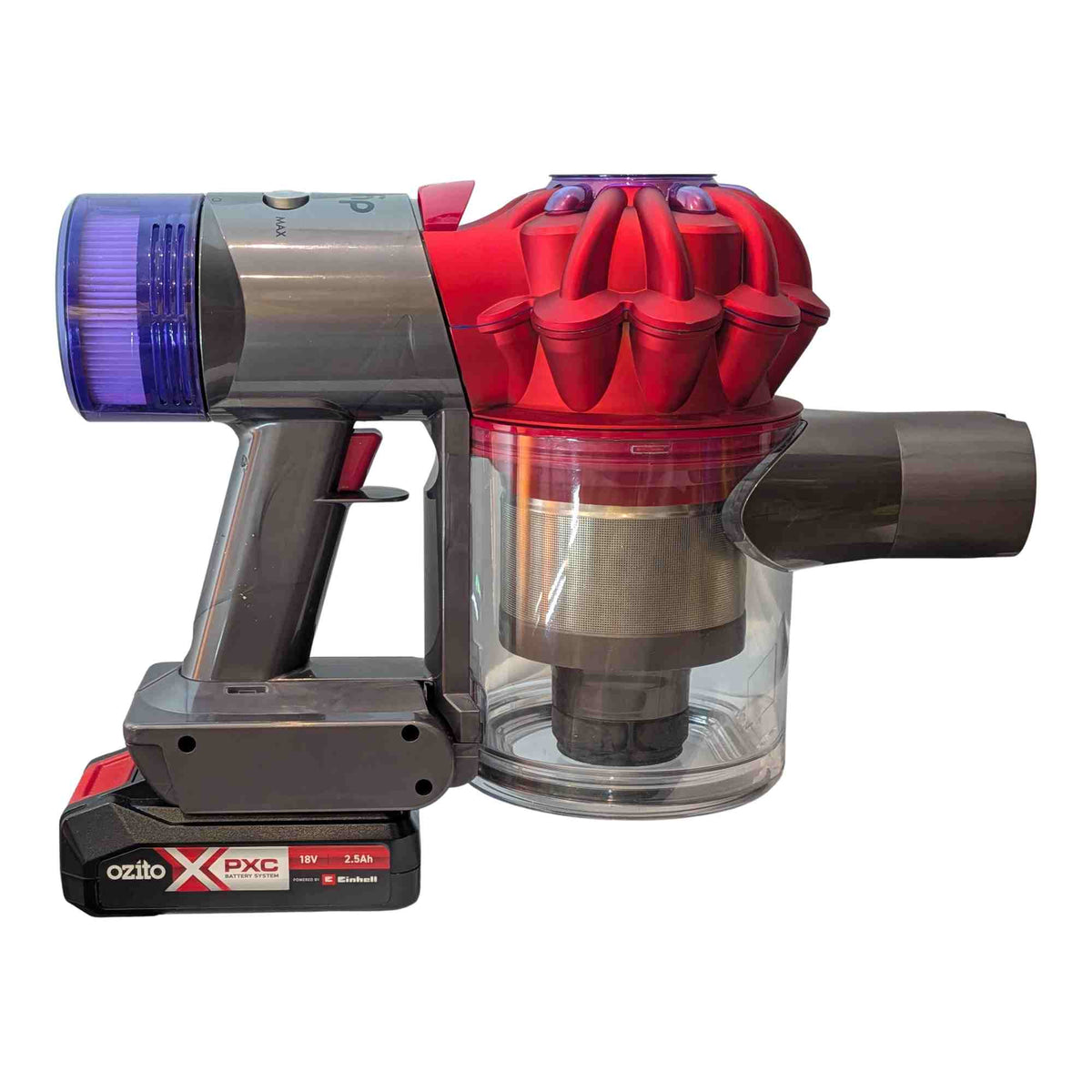 Adaptateur de batterie Ozito 18V PXC vers Dyson V7 : Monté, côté droit