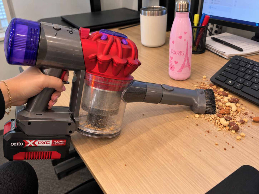 Ozito 18V PXC to Dyson V8 battery adapter: In the hand